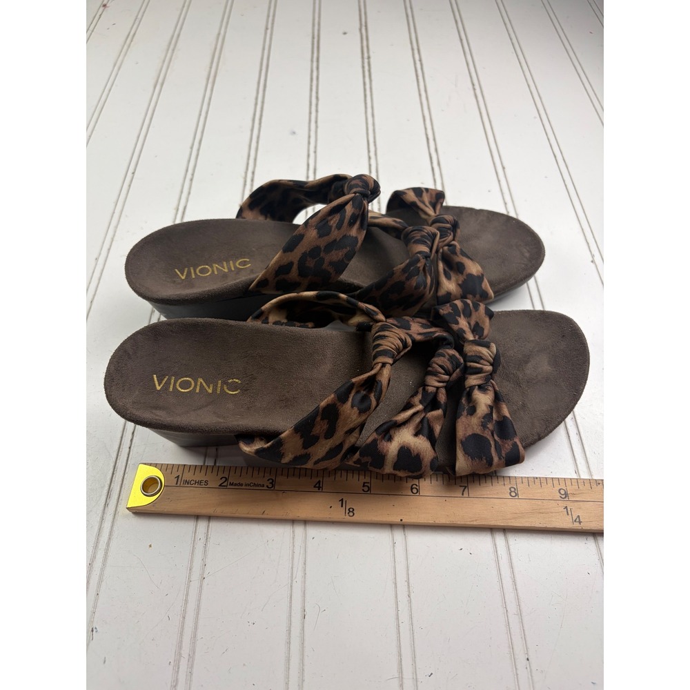 Vionic Leopard Print Triple Knot Park Rizzo Wedge Sandals Women's Size 8-8.5 - Picture 9 of 9